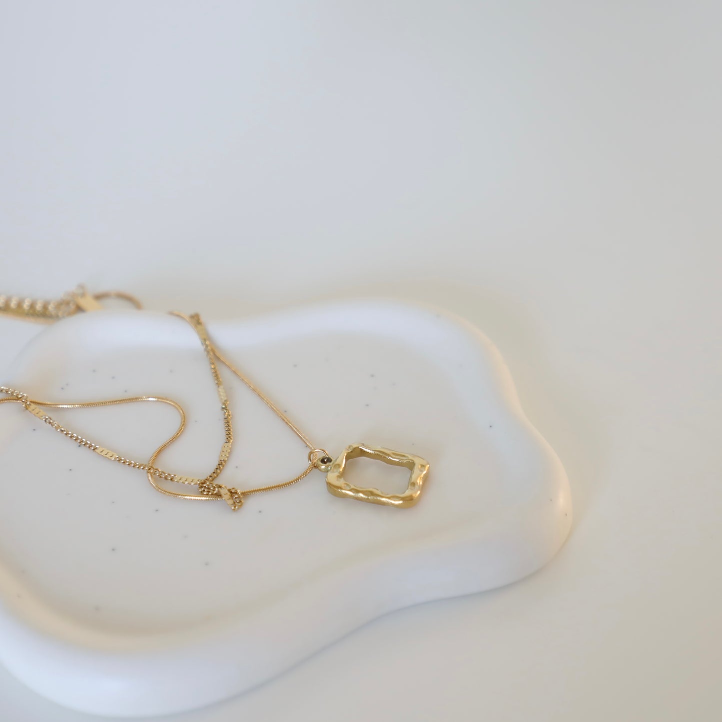 Textured Rectangle Pendant Layered Imogen Necklace