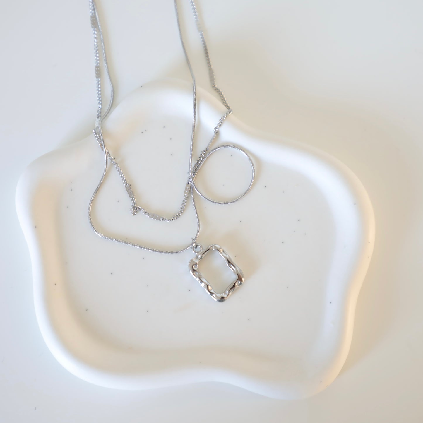 Textured Rectangle Pendant Layered Imogen Necklace