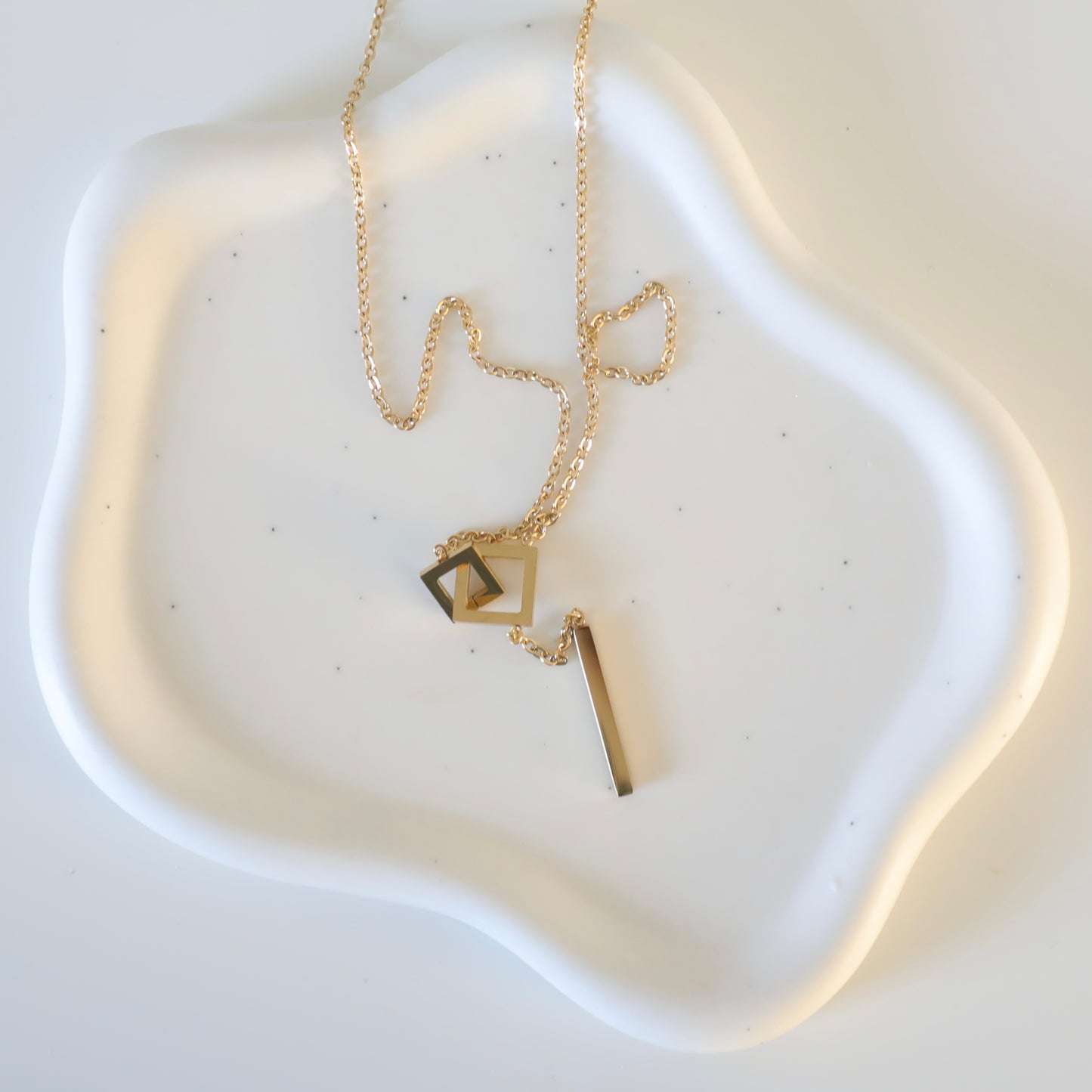 Connected Square Charm Pendant Katheryn Necklace