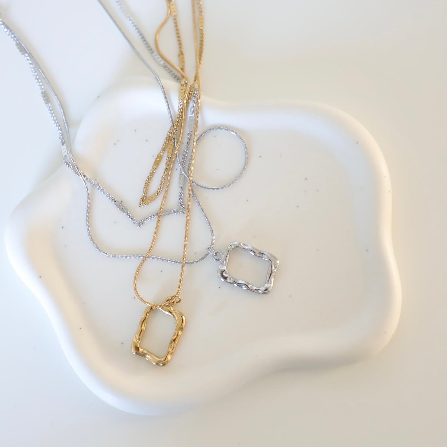 Textured Rectangle Pendant Layered Imogen Necklace