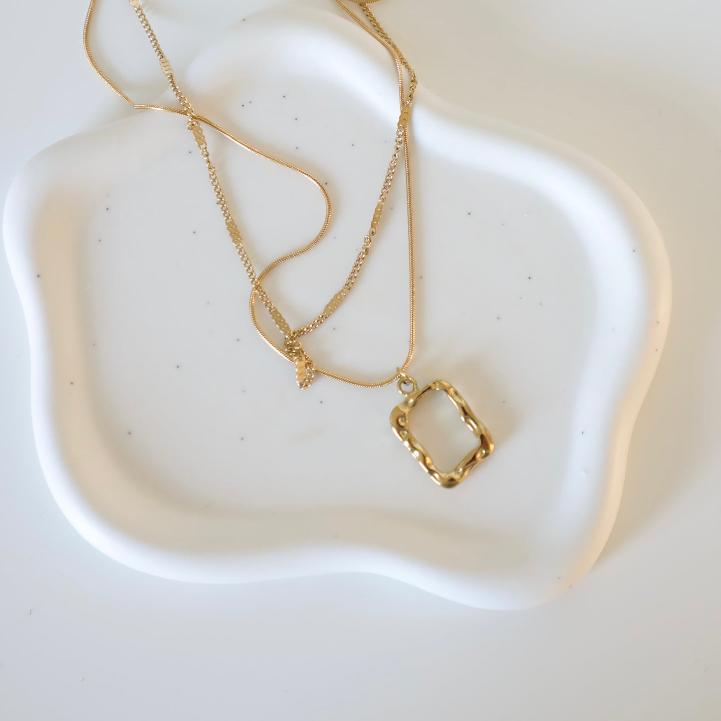 Textured Rectangle Pendant Layered Imogen Necklace