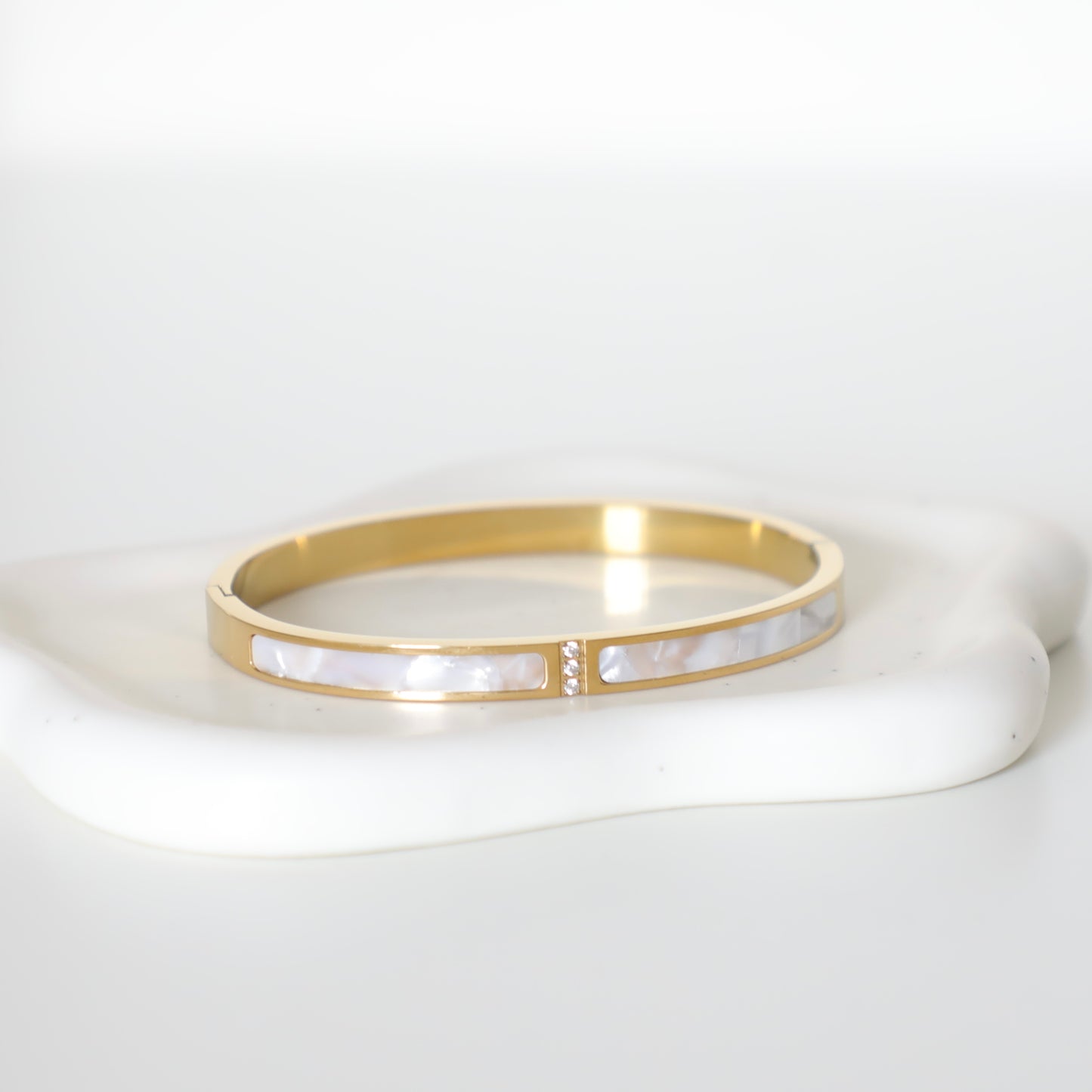 Elegant Mother of Pearl Thick Bangle Margo Bracelet