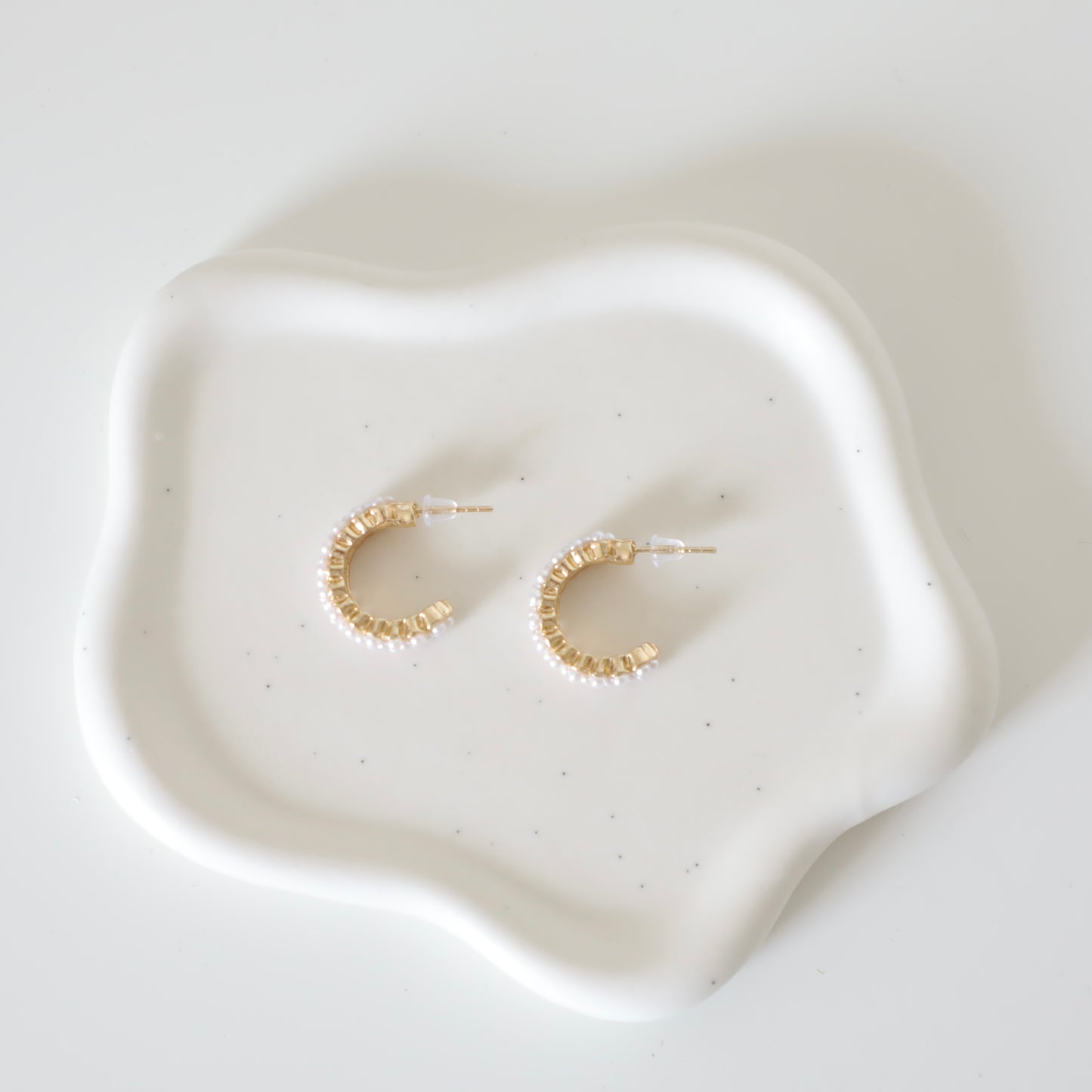 Chunky Pearl Half Hoop Emory Earrings