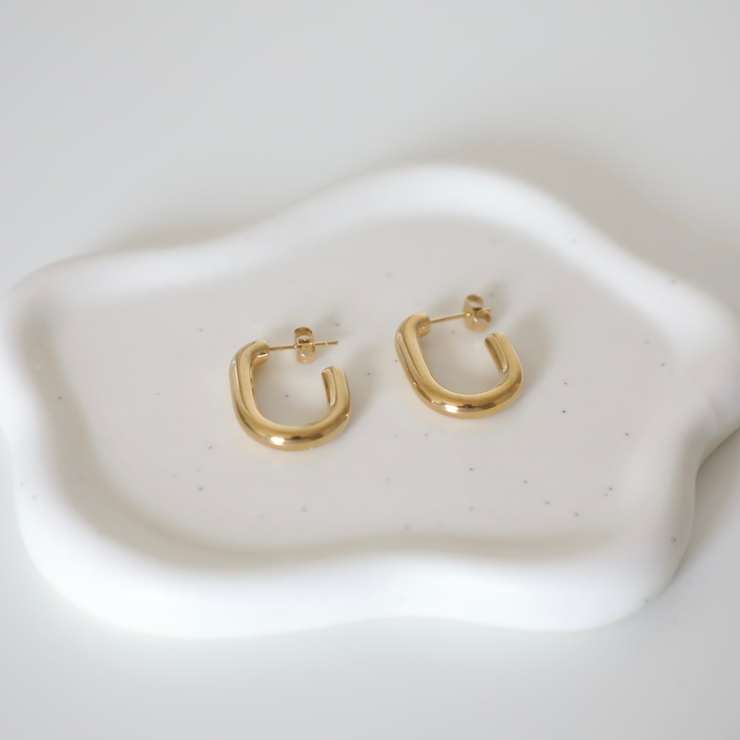 Minimal Oval Thin Half Hoop Jasmine Earrings