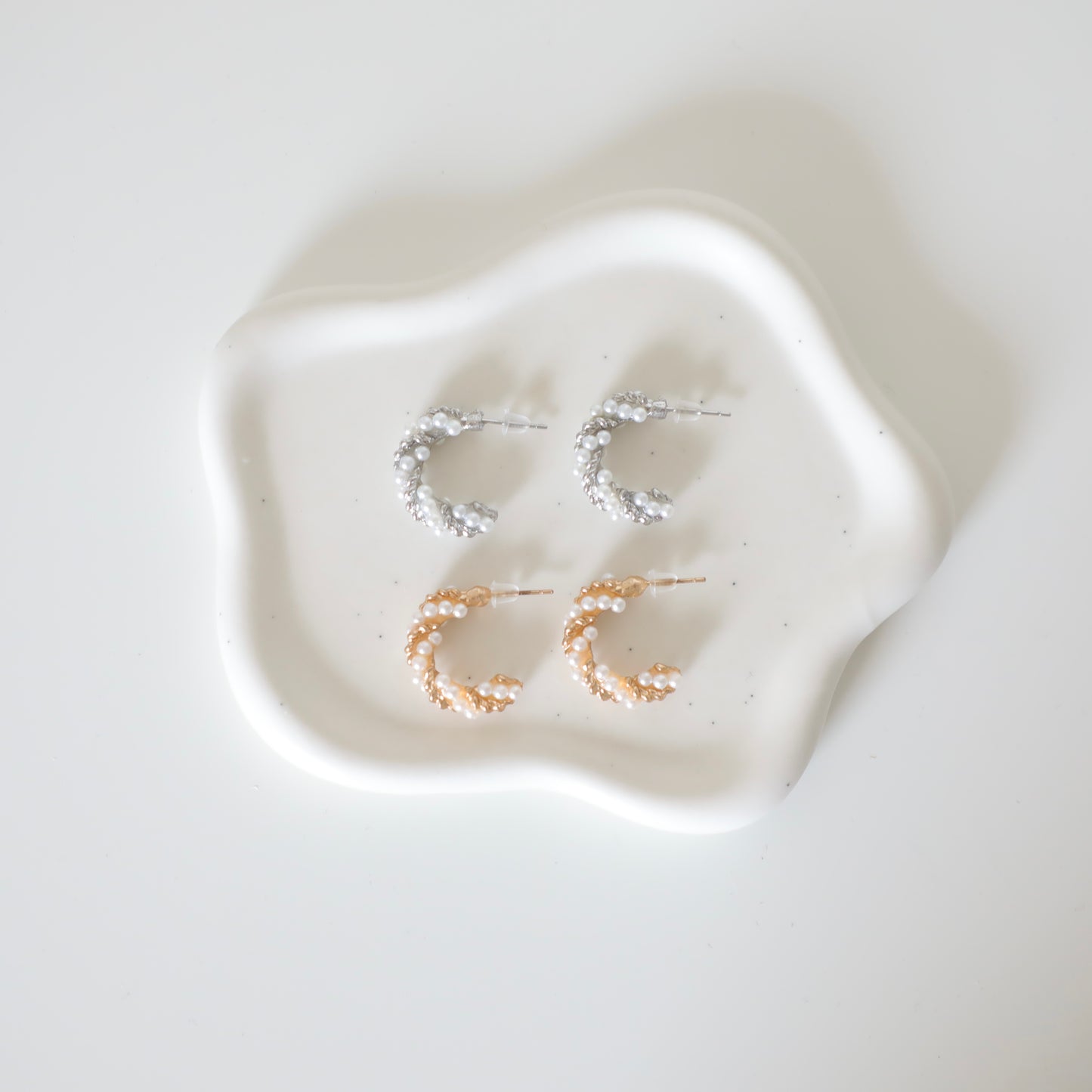 Chunky Pearl Half Hoop Rope Blair earrings