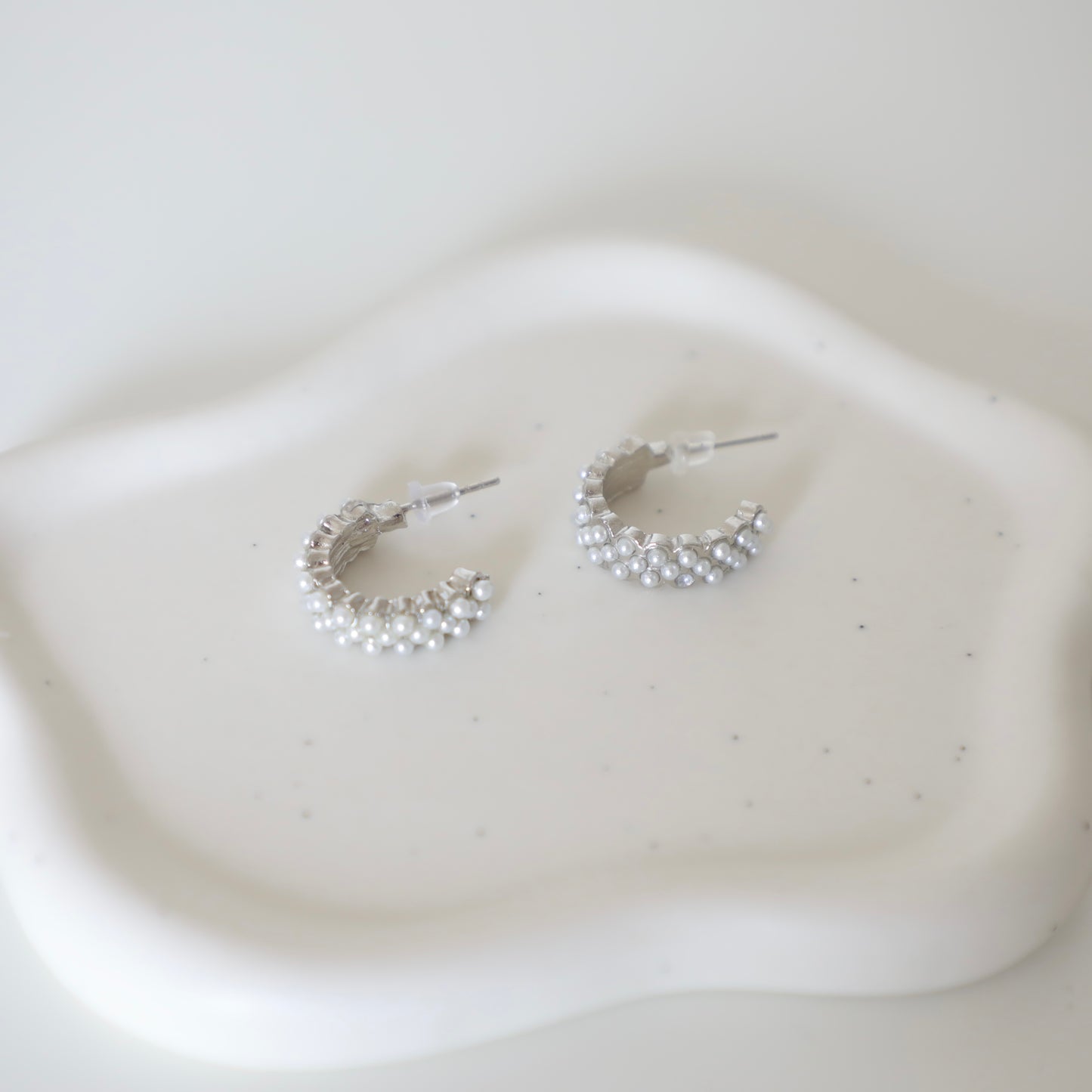 Chunky Pearl Half Hoop Emory Earrings