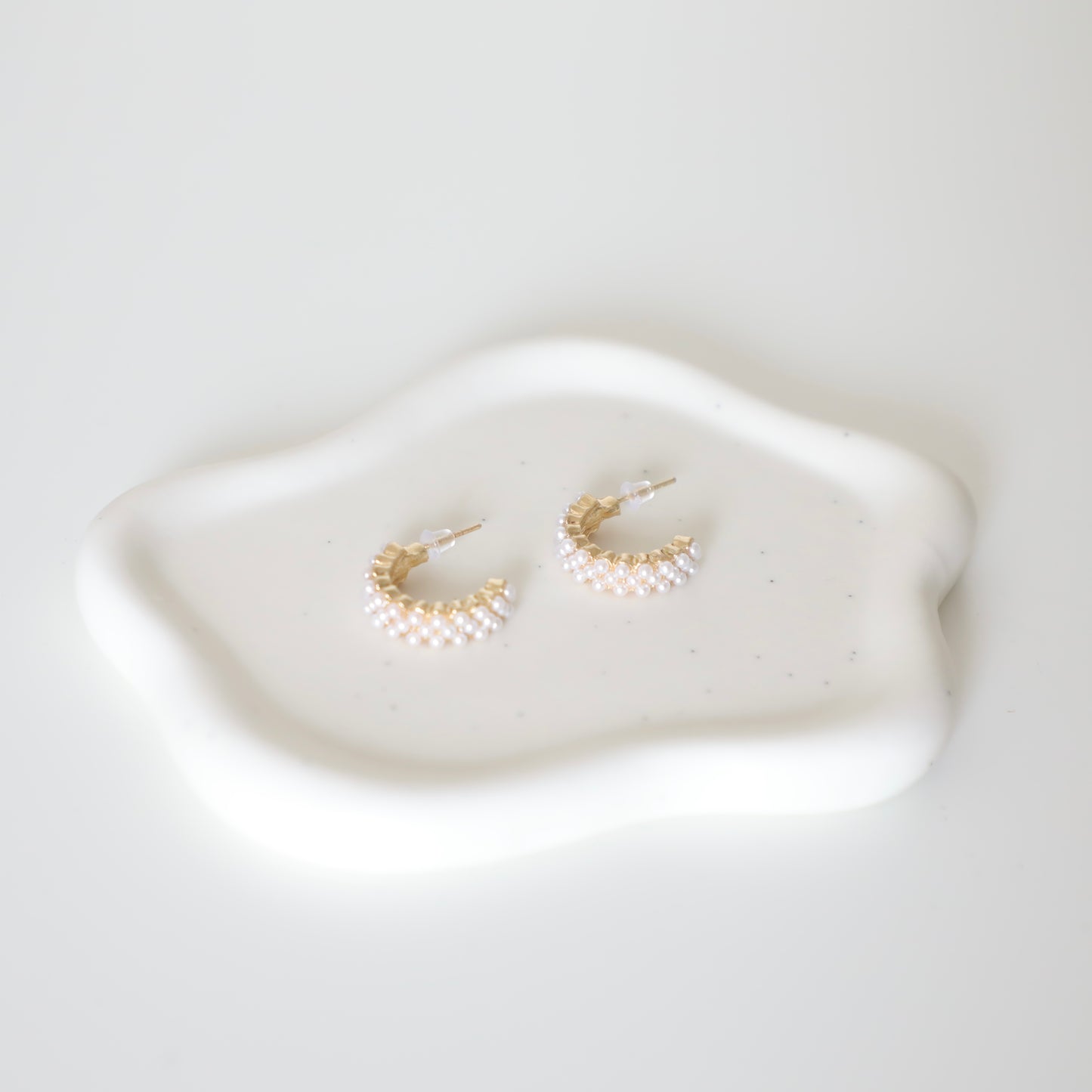 Chunky Pearl Half Hoop Emory Earrings